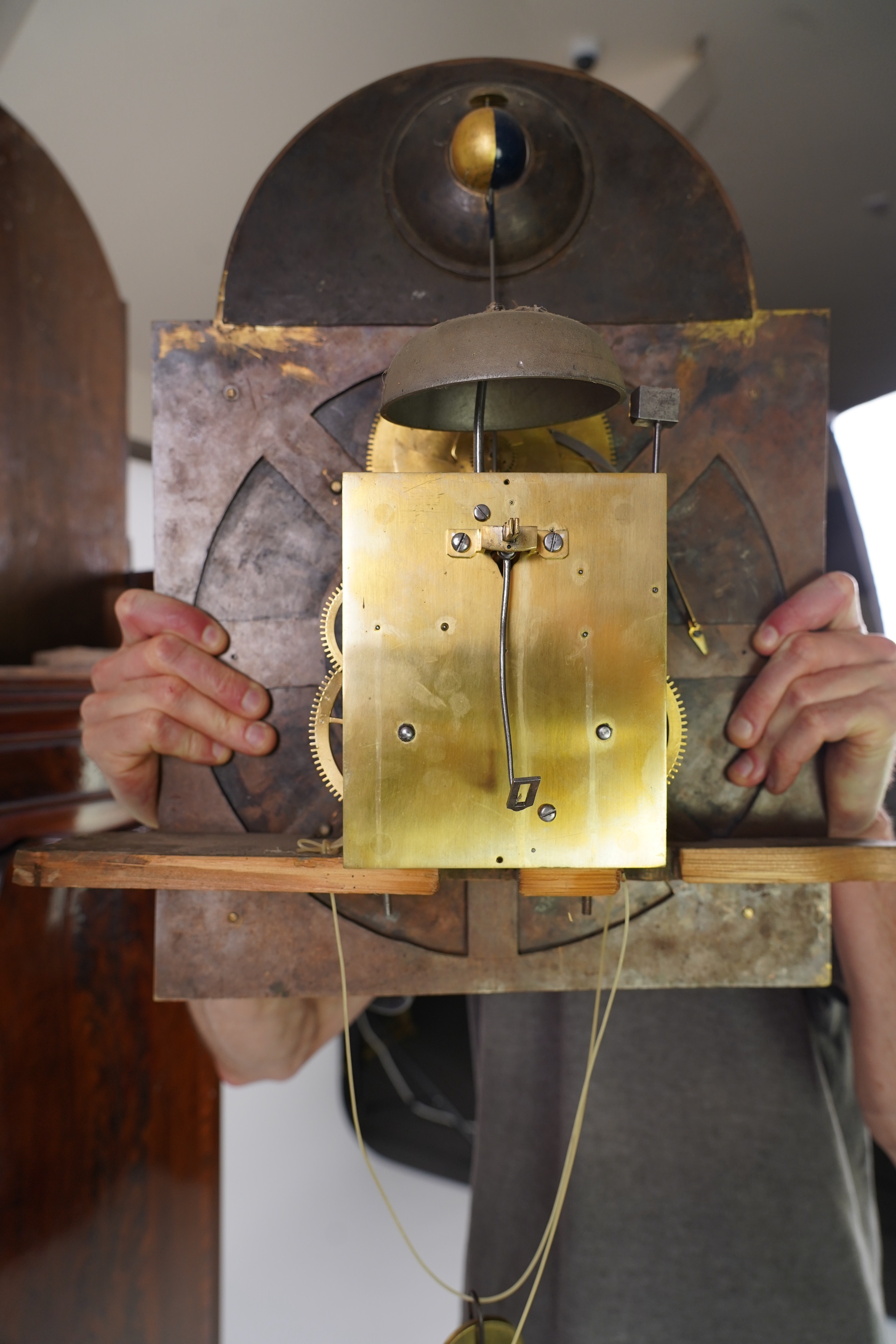 A mid 18th century mahogany eight day longcase clock, the inner chapter ring signed D. Seddon, Frodsham, for Daniel Seddon